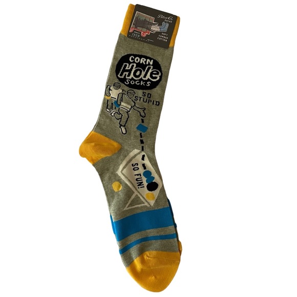 Blue Q Corn Hole Crew Socks Men’s Shoe Size 7-12 - Picture 2 of 4